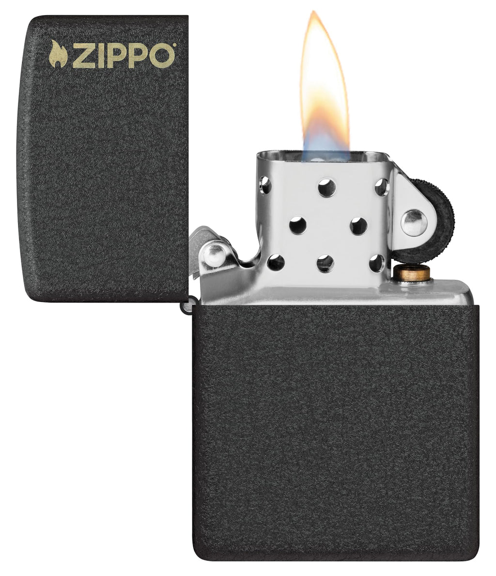 Zippo Classic Black Crackle Logo Pocket Lighter
