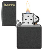 Zippo Classic Black Crackle Logo Pocket Lighter