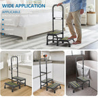 [2025 Upgrade] 2 Step Stool with Handle for Elderly with Sensor Night Light,Medical Heavy Duty Step Stool with Adjustable Handrail, Bedside Steps for People with Mobility Impairments,350lbs
