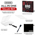 SHIZZO Grill Basket Gift Set with Skewers, Basting Brush, Gift Box