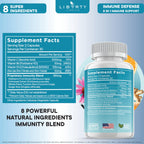 8 in 1 Immune Defense Support, Immunity Vitamins Supplement Booster Zinc 50mg, Vitamin C Elderberry VIT D3 5000 IU, Turmeric Curcumin & Ginger, Echinacea - Allergy Relief for Kids Adults (2 Pack)