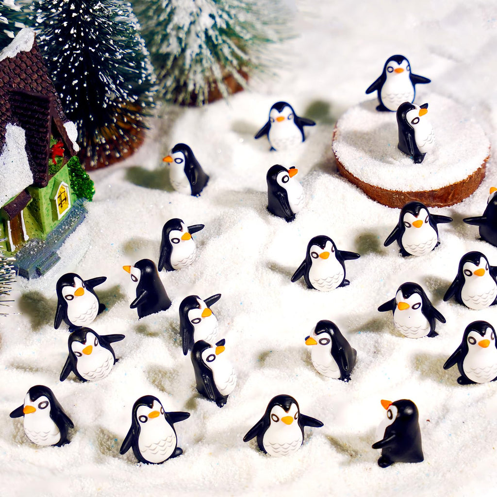 Bbiamsleep 130 Pcs Mini Penguin Figurines Mini Resin Penguins Winter Decor