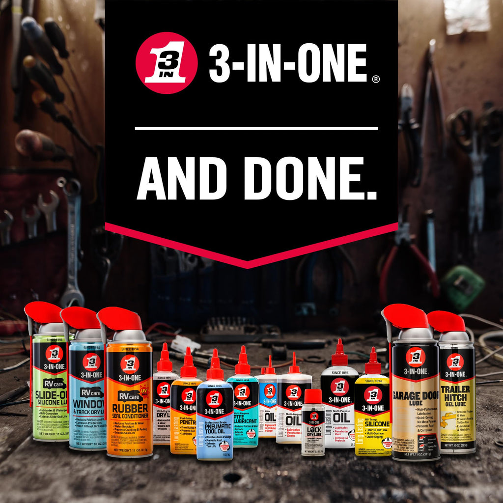 3-IN-ONE Professional Garage Door Lubricant with Smart Straw Sprays 2 Ways, 11 OZ Twin Pack, 100584, Clear