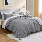 Bedsure Duvet Cover King Size - Soft Double Brushed Bedding Set for Kids & Adults, Zipper Closure, 3 Pieces, Includes 1 Duvet Cover (104"x90") & 2 Pillow Shams, NO Comforter, Grey