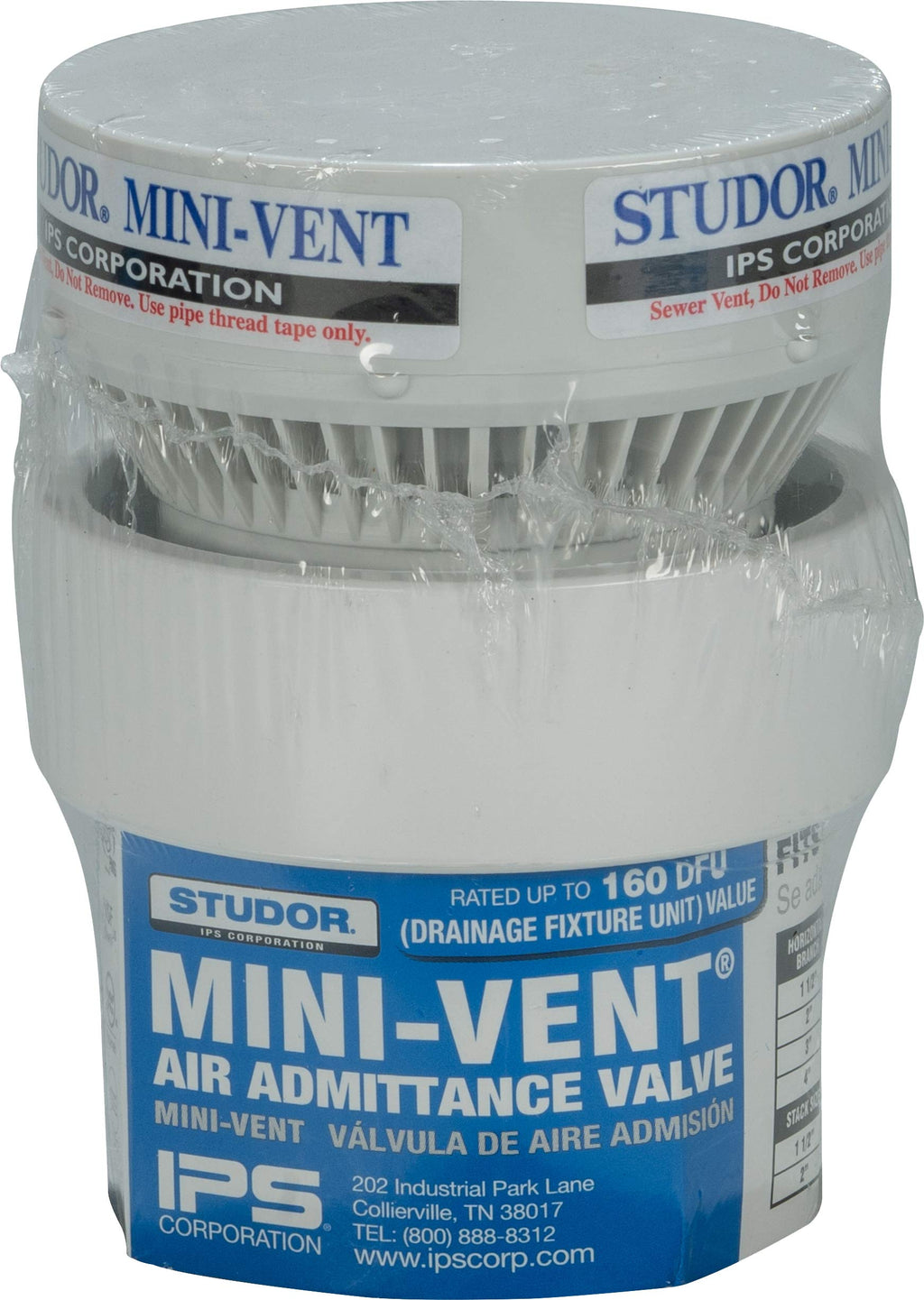 Studor 20341 Mini-Vent Air Admittance Valve with PVC Adapter, 1-1/2- or 2-Inch Connection