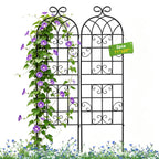 Lorenzo 2 Pcs 70 x 20 Inch Rustic Iron Garden Trellis for Climbing Plants Outdoor, Black Metal Arch Decoration Plant Supporting Perfect for Roses Flower Cucumbers Courtyards Lawns Clematis
