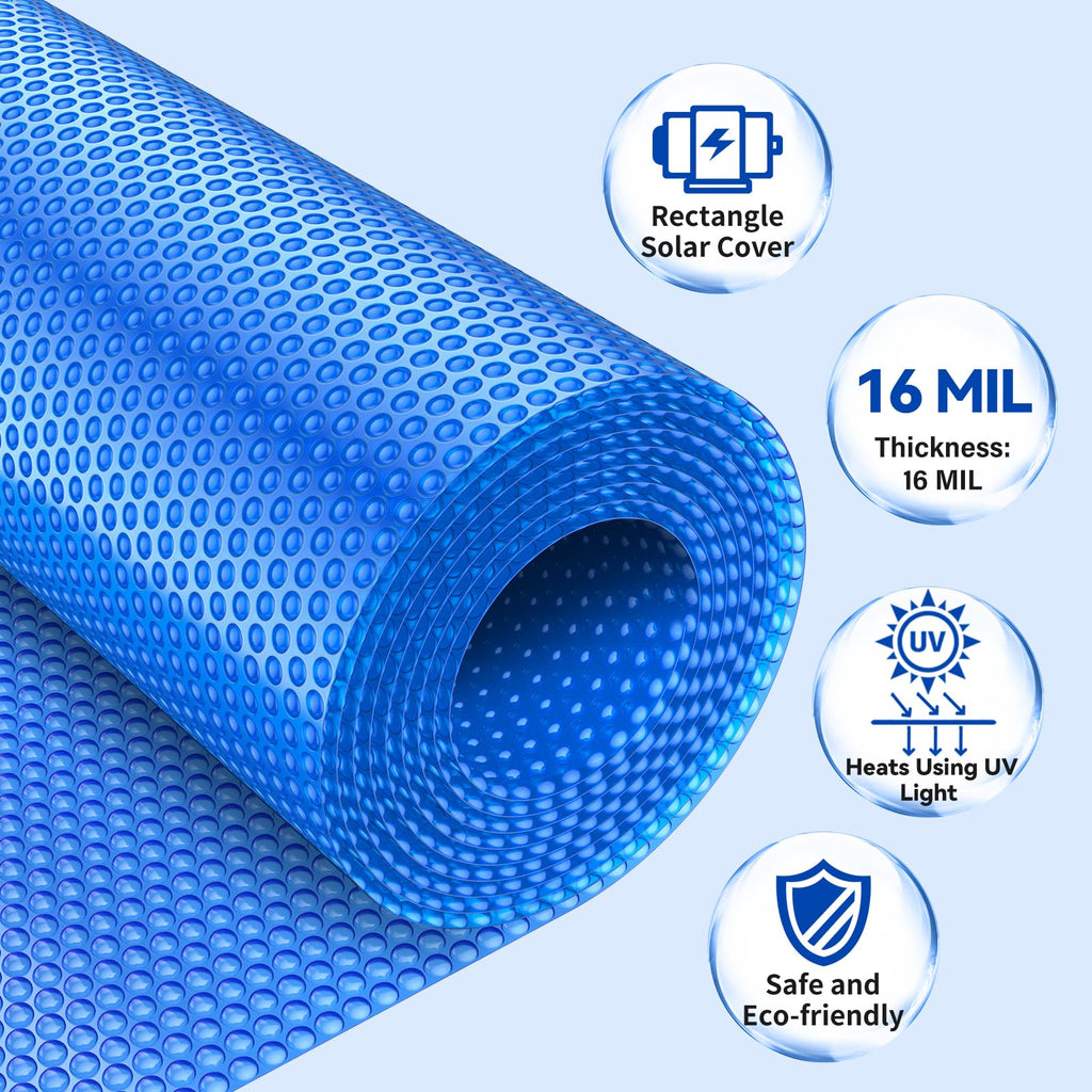 BigXwell 12 Foot Round Solar Pool Cover, 16-mil Blue Pool Covers for Above-Ground and In-Ground Pools, Heavy-Duty Insulating Cover, Solar Blanket Cover for Swimming Pool