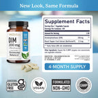 DIM Supplement 200 mg (120 Ct) | Estrogen Balance for Women & Men | Hormone Balance, Hormonal Acne Supplements, Menopause, Antioxidant & PMS Support | Non-GMO, Vegan, Soy Free | 4 Month Supply