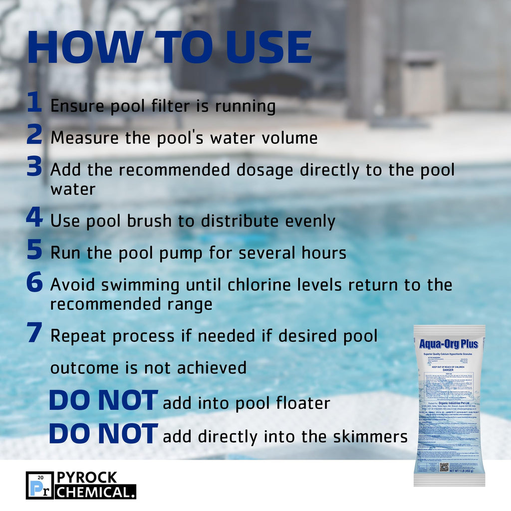 Pool Shock by Aqua Org Plus - 65% Granular Cal Hypo - Swimming Pool Shock for In-Ground, Above Ground, Spas & Hot Tubs - 24-Pack of 1 Pound Bags