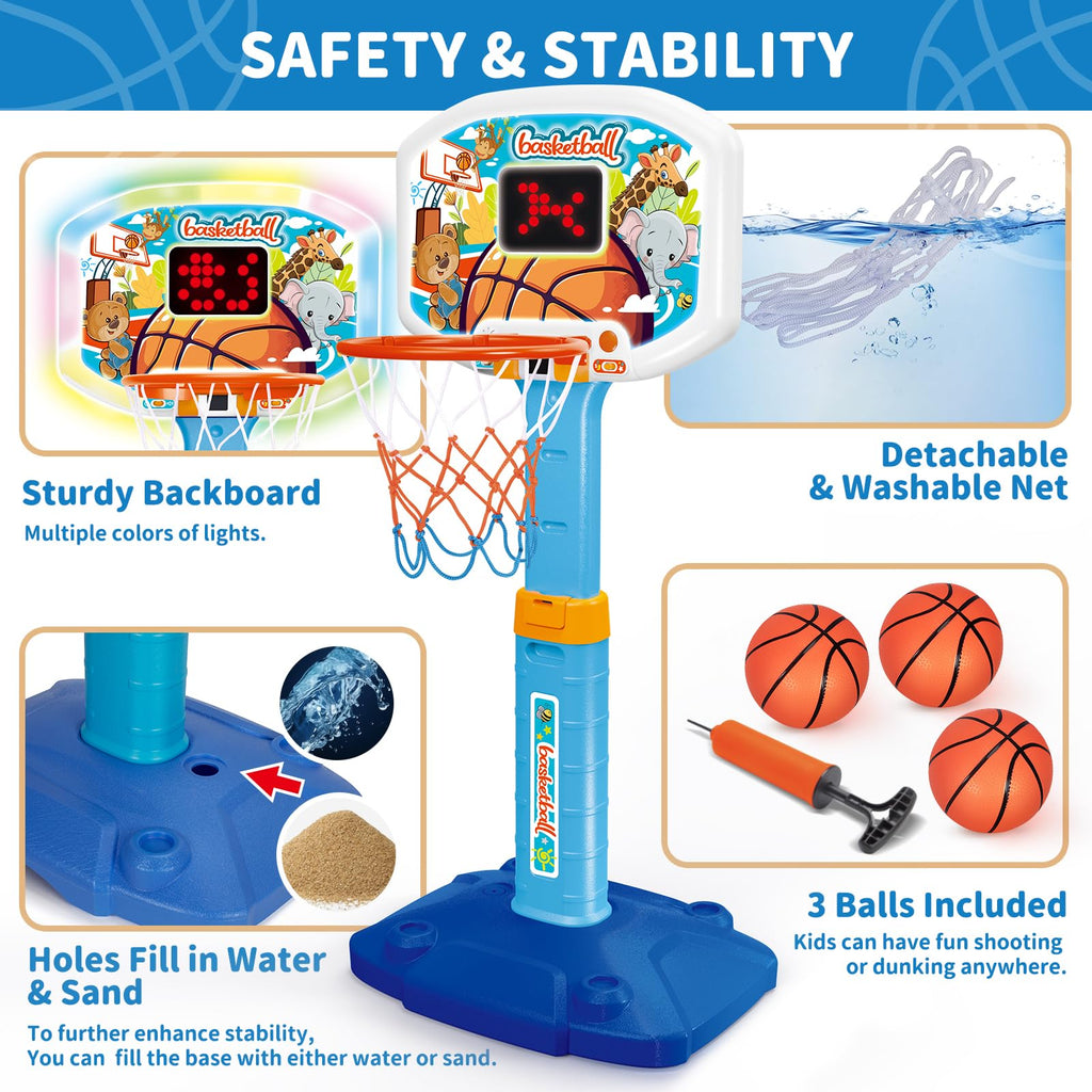 Toddler Basketball Hoop for Ages 2 3 4, Indoor Outdoor Kids Basketball Goal