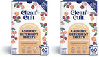 Cleancult Laundry Detergent Sheets - Resealable Box - 3 Stain Fighting Enzymes - Juniper Sandalwood - 60 Loads - Free of Harsh Chemicals - No Mess - No Plastic Waste (Pack of 2)
