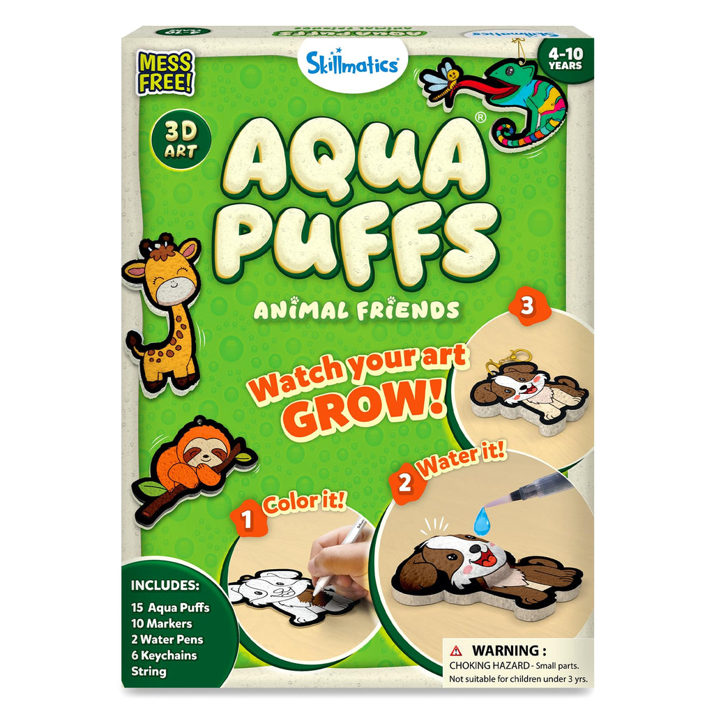 Skillmatics Aqua Puffs Animals, Paint by Number, Stocking Stuffer for Kids
