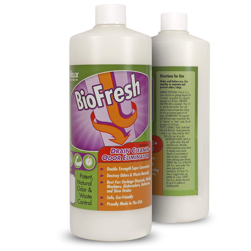 Enzyme Drain Cleaner & Deodorizer for Sink Drain, Showers, Septic Systems, Bathroom & Kitchen - Smell Remover for Fruit Fly Garbage Disposals, Dishwasher & Washing Machines - (32oz)