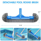 TidyMister All in One Pool Cleaning Kit - 18'' Repairable Pool Nylon Net & 18'' Detachable Round Brush & 11'' Fine Mesh Skimmer Net & Pool Chlorine Floater & Handy Scrubber for Water Line Cleaning