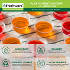 Freshware Plastic Portion Cups with Lids [5.5 Ounce, 200 Sets] Souffle Cups, Jello Shot Cups, Condiment Sauce Containers For Sampling, Sauce, Snack or Dressing