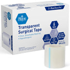 MED PRIDE Transparent Surgical Tape,2 in x 10 yd,Hypoallergenic,6-Pack