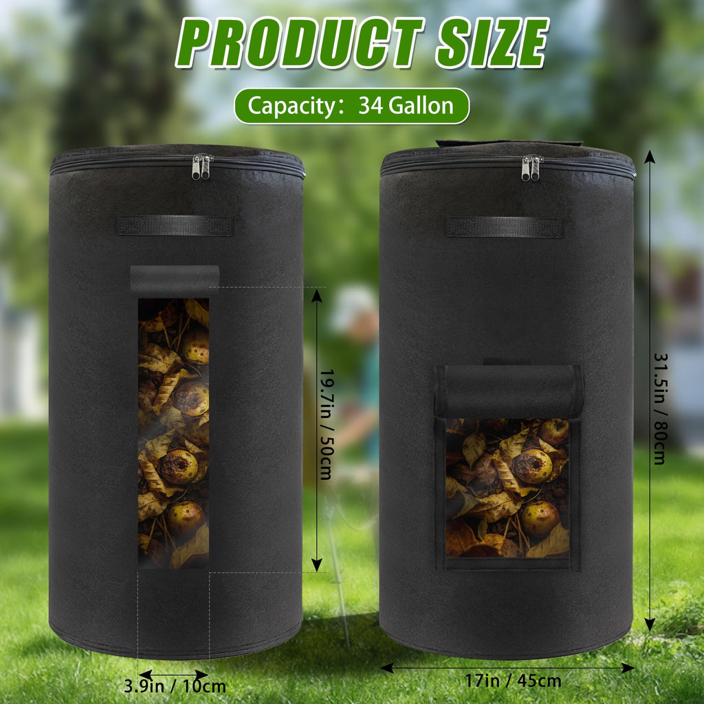 Atvkov Compost Bin Outdoor with Handles Observation Windows, 34 Gallon