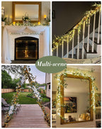 JMEXSUSS 100 LED 6 Ft Artificial Olive Lighted Garland for Fireplace Decor