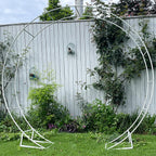 LeJoy Garden Round Wedding Arch 6.5ft Metal Backdrop Stand with Base