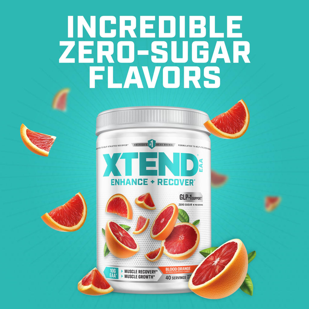 Xtend EAA + BCAA Powder for Muscle Recovery & Lean Muscle Growth, 9 Essential Amino Acids for Intra Workout or Post Workout Recovery, 10g EAAs Per 2 Servings, Blood Orange 40 Servings