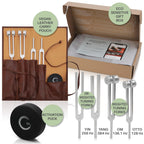 Resonance Tuning Fork for Healing Set – 128Hz, 136.1Hz, 256Hz, 384Hz for Stress Relief, Sleep, Chakra Balance and Nervous System Reset | Activator + Pouch | Weighted & Unweighted