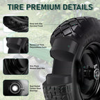 Upgraded 16" Flat Free Wheelbarrow Tire and Wheel, 4.80/4.00-8 Heavy Duty Solid Tire with 5/8" & 3/4" Bearings, 3"-7" Adjustable Hub - Universal for Wheelbarrows, Garden Trailer/Hand Truck - Black