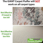 Johnny World Giant Carpet Fluffer Large Carpet Rake for Reviving Matted Rugs & Pile Restoration, Removing Pet Hair, Fluffing Carpet Fibers