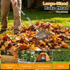 Heavy Duty Garden Rake, Metal Leaf Rake with 73 Inch Adjustable Handle and 25 Tines for Lawn, Yard, Garden Beds, Leaves, Debris and Shrubs