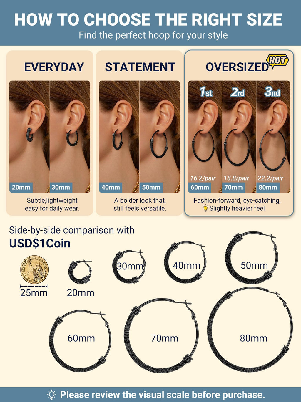 Big Earrings For Women 80mm Oversize Womens Statement Jewelry Stainless Steel Large Hoops Black Hoop Earrings