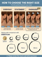 Big Earrings For Women 80mm Oversize Womens Statement Jewelry Stainless Steel Large Hoops Black Hoop Earrings
