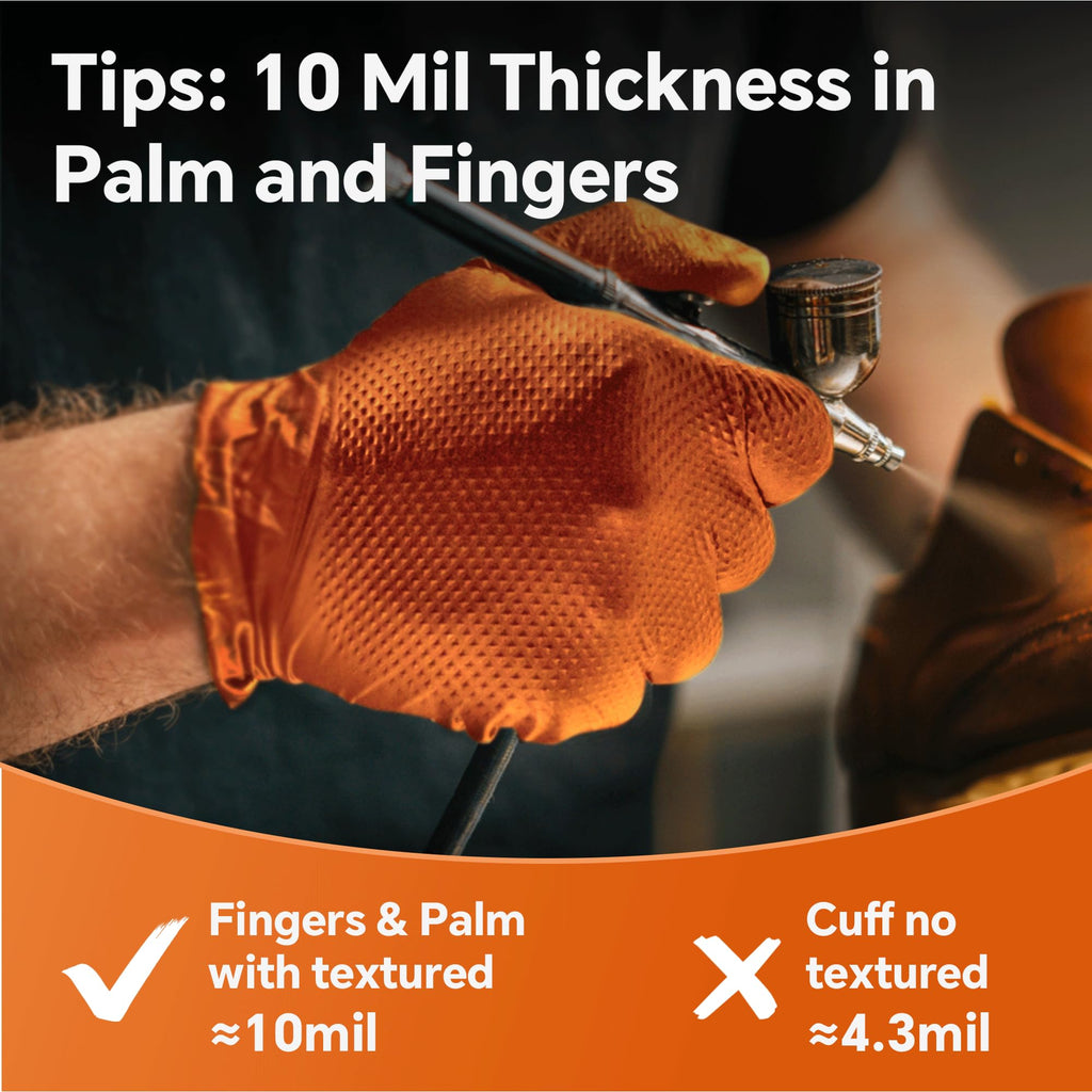 UYKKE 10mil Nitrile Gloves Disposable Rubber Latex Mechanic Gloves,Industrial Disposable Mechanic Latex Rubber Mechanics Glove Heavy Duty Nitrile Glove XL with Diamond Textured(1001,X-Large)