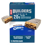 CLIF BUILDERS Protein Bars - White Fudge OREO-Flavored - 20g Plant Based Protein - Gluten Free - Non-GMO - Low Glycemic - No Artificial Sweeteners - 2.4 oz. (12 Pack)
