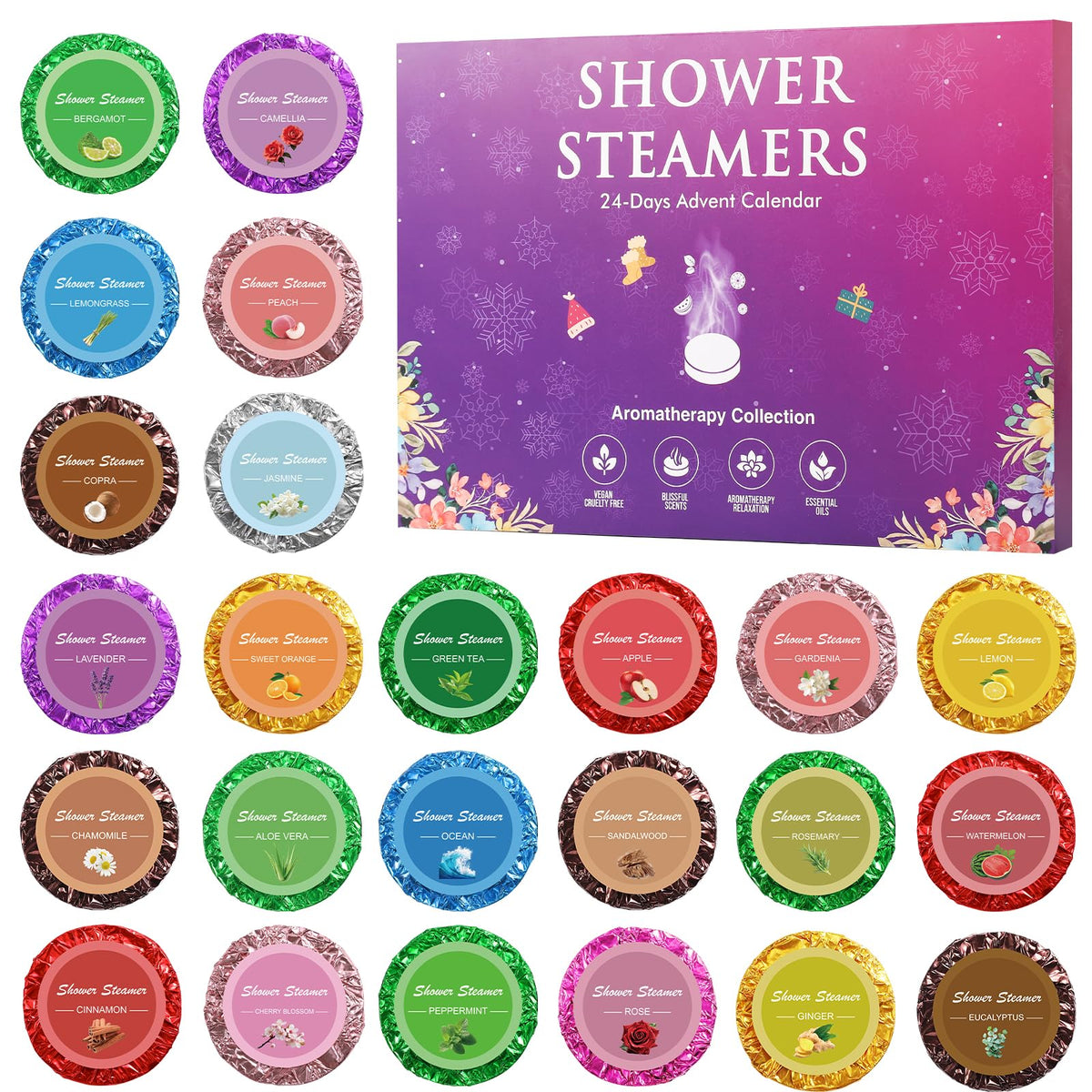 Advent Calendar 2026 Shower Steamers - 24 Pack Shower Steamers Aromatherapy