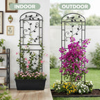 CL FUN Garden Trellis for Climbing Plants, 2 Pack 71x20 in Metal Lattice Panel with Black Coating, Tall Climbing Support for Rose Vines Clematis Flowers Vegetables Fruits - Plant Trellis Outdoor