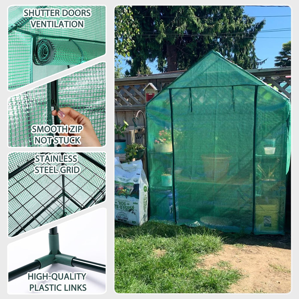 Portable Walk-in Greenhouse for Outdoors, 56x30x76 Plant House with Shelves