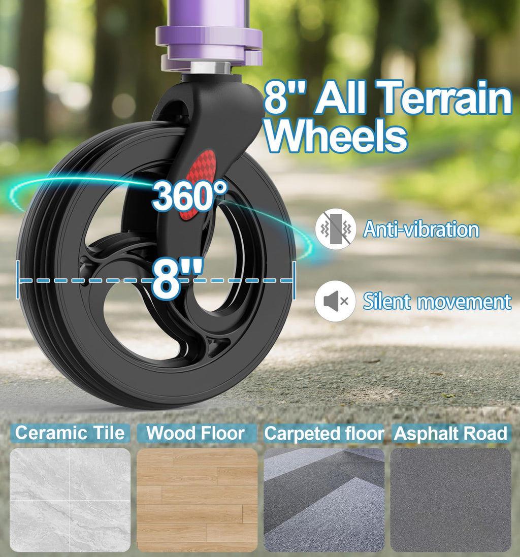 HOMLAND 3 Wheel Walkers for Seniors, Foldable Wheeled Rollator with Cane Hold and Cup Hold, Lightweight Three Wheel Rolling Walker Height Adjustable for Seniors
