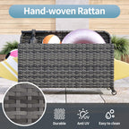 SunSwell Wicker Pool Float Storage Organizer, Rattan Outdoor Float Holder Poolside Storage Basket Caddy Cart for Floaties, Noodles, Life Vests，1 Open Compartment1