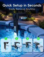 POOLHOUR Solar Pool Lights for Above Ground Pools (Steel Wall Only), LED Pool Wall Light with Remote & Timer, Submersible Underwater Lighting, 10-Color RGB 4-Mode Poolside Solar Lights, 1 Pack