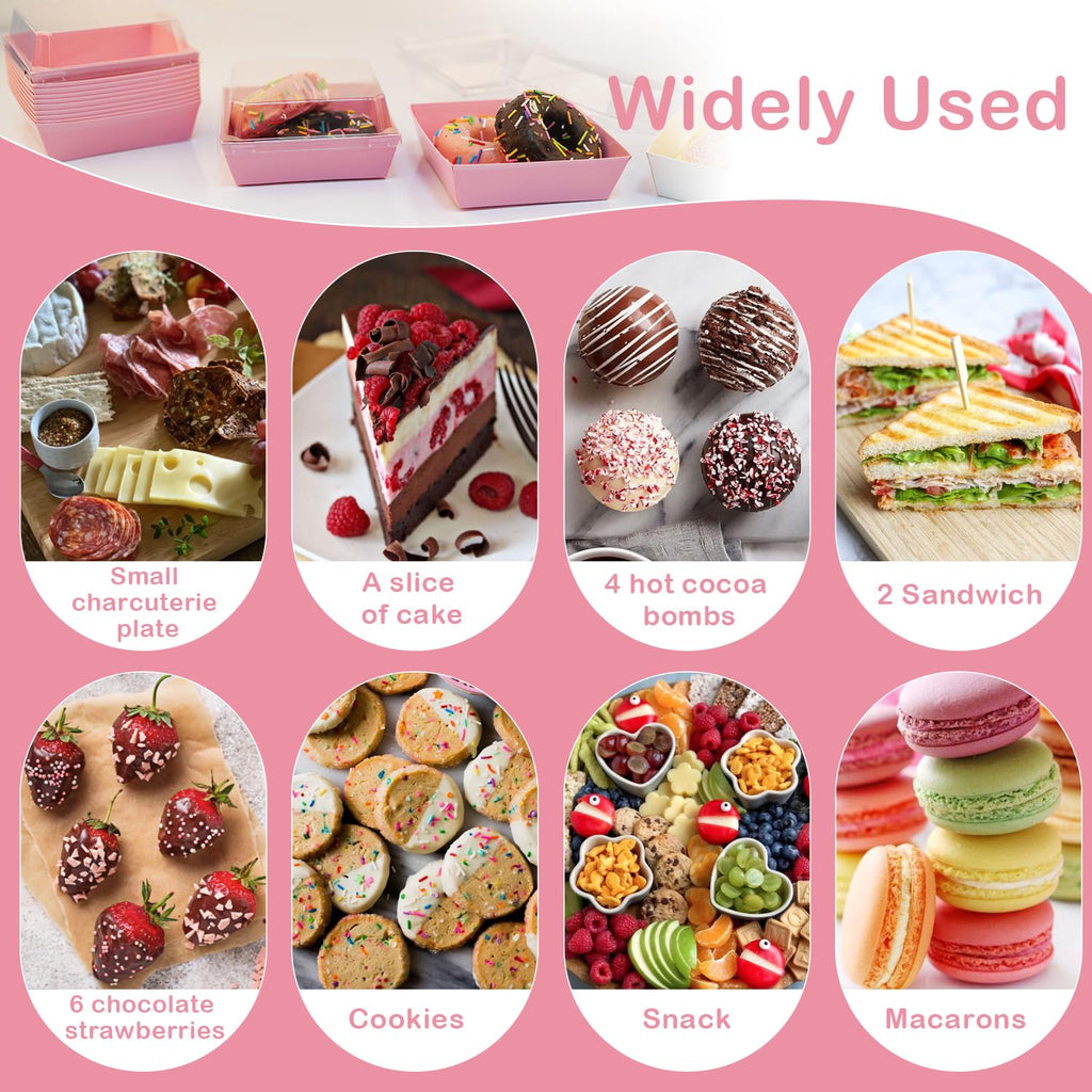 IFUCTYE 50-Pack Disposable Charcuterie Boxes with Clear Lids - 4 Inch To Go Paper Mini Charcuterie Box for Charcuterie, Fruits & Desserts | Gift-Ready Food Presentation Boxes