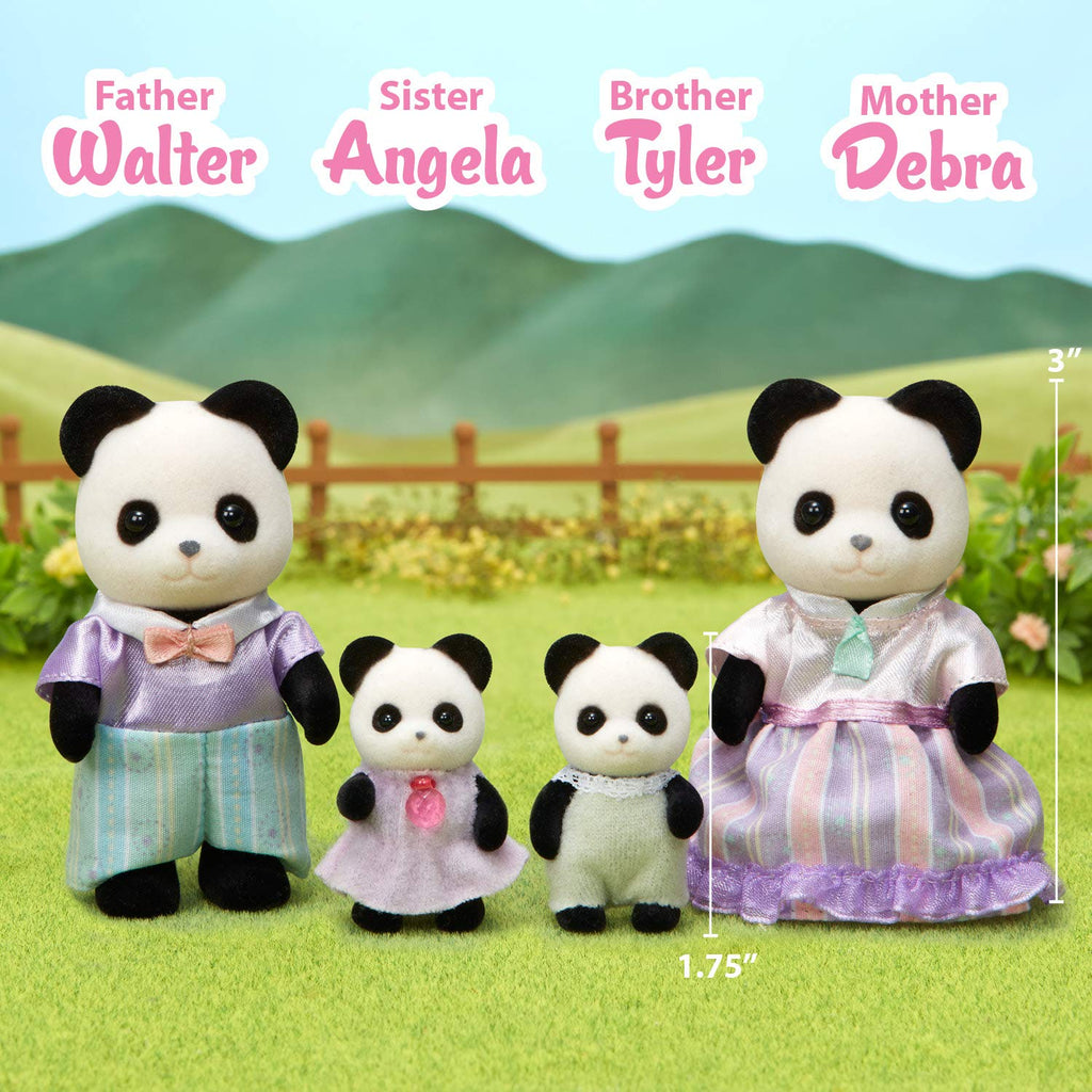 Calico Critters Pookie Panda Family, Dolls, Dollhouse Figures, Collectible Toys with 4 Figures Included