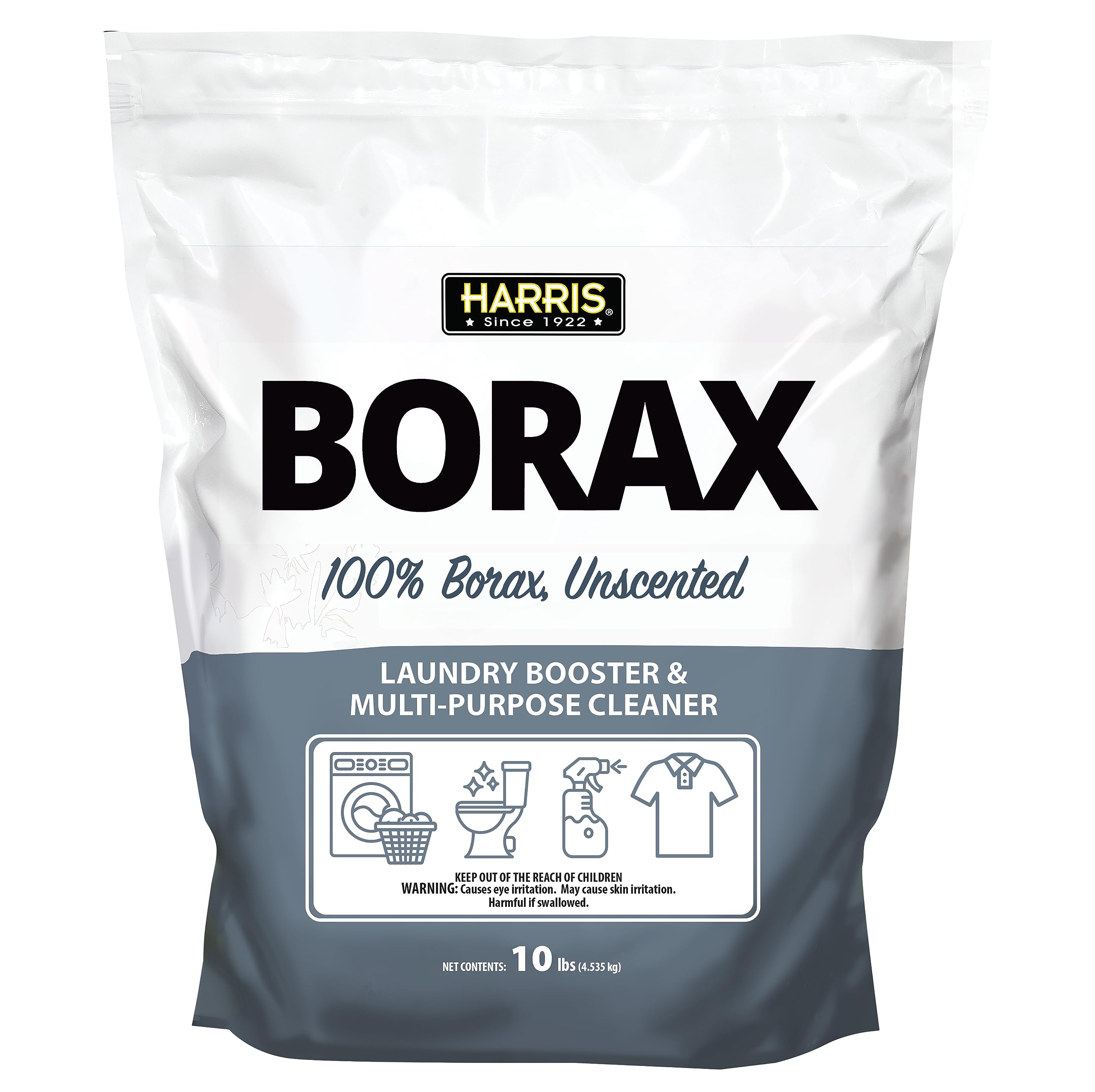 Harris Borax Powder Hard Water Laundry Booster and Multi-Purpose Cleaner, 10lb (Unscented)