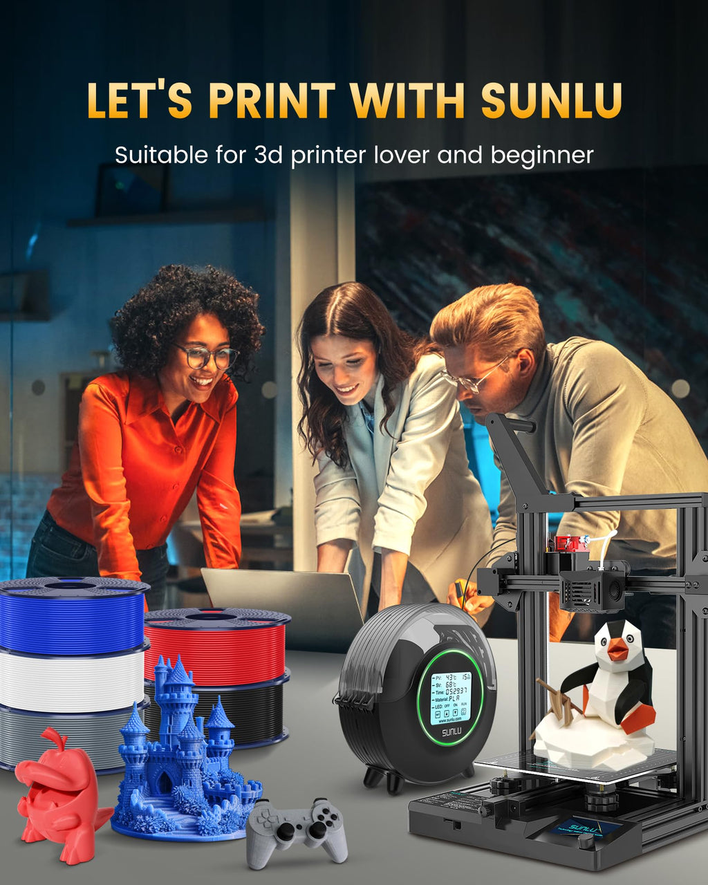 SUNLU PLA+2.0 3D Printer Filament, Klein Blue, 1KG