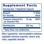 Life Extension Mega Benfotiamine, 250 mg, a fat-soluble form of thiamine, healthy metabolism, ultra-bioavailable vitamin B1, high potency, gluten-free, non-GMO, vegetarian, 120 capsules