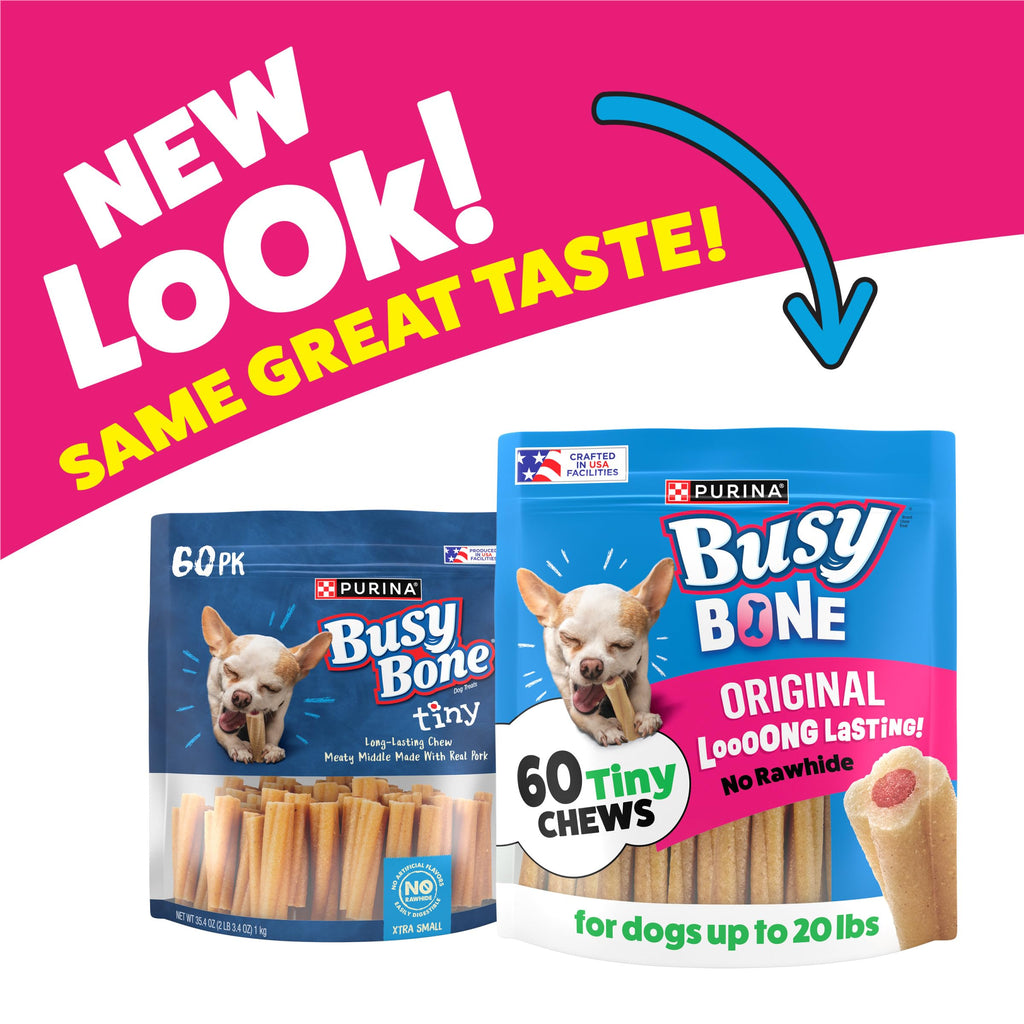 Purina Busy Bone Tiny Toy Breed Dog Chew Treats, Original, 60 ct Pouch