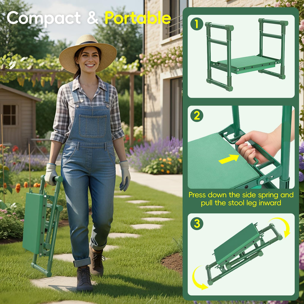Housolution Garden Kneeler and Seat with Anti-Tipping Extendable Legs