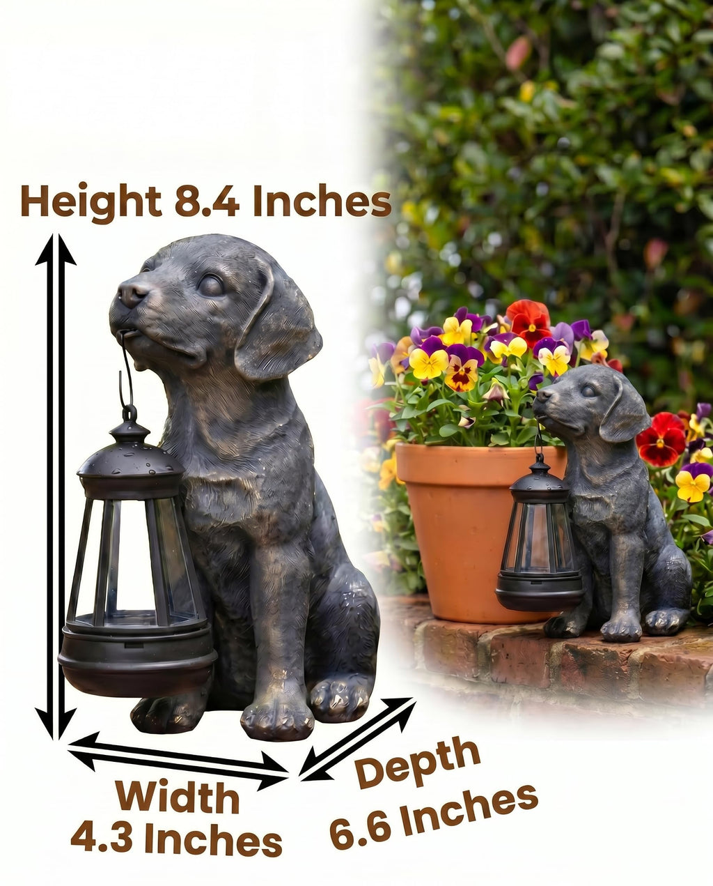 Lyeasw Outdoor Dog Statues Garden Decor with Solar Lantern