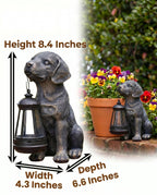 Lyeasw Outdoor Dog Statues Garden Decor with Solar Lantern