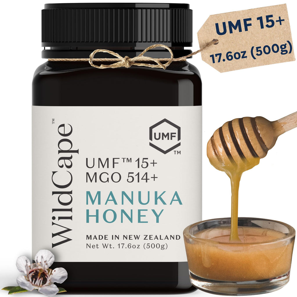 WildCape Manuka Honey Certified UMF 15+/MGO 514+ - 100% Pure, Raw, Unpasteurized, Non-GMO, Made in New Zealand - 17.6 oz (Pack of 1)