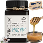WildCape Manuka Honey Certified UMF 15+/MGO 514+ - 100% Pure, Raw, Unpasteurized, Non-GMO, Made in New Zealand - 17.6 oz (Pack of 1)