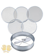 HIPULX 5-in-1 Soil Sifter Set with 5 Replaceable Stainless Steel Mesh Screen & Shovel (1/8" to 1/2"), Soil Sifter for Soils, Compost, Bonsai, Cat Litter and More（11-5/8" Diameter）
